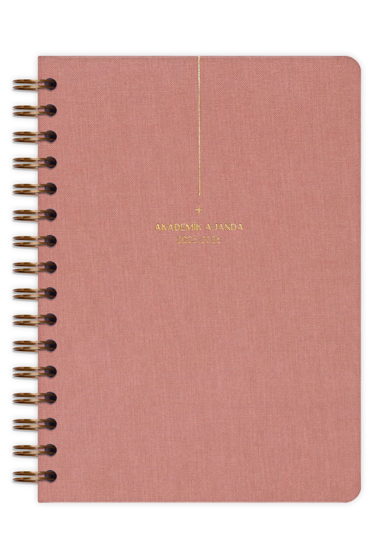 Matt Notebook 2025-2026 A5 Keten Akademik Ajanda Spiralli 15x21 cm - 17 Aylık Pembe