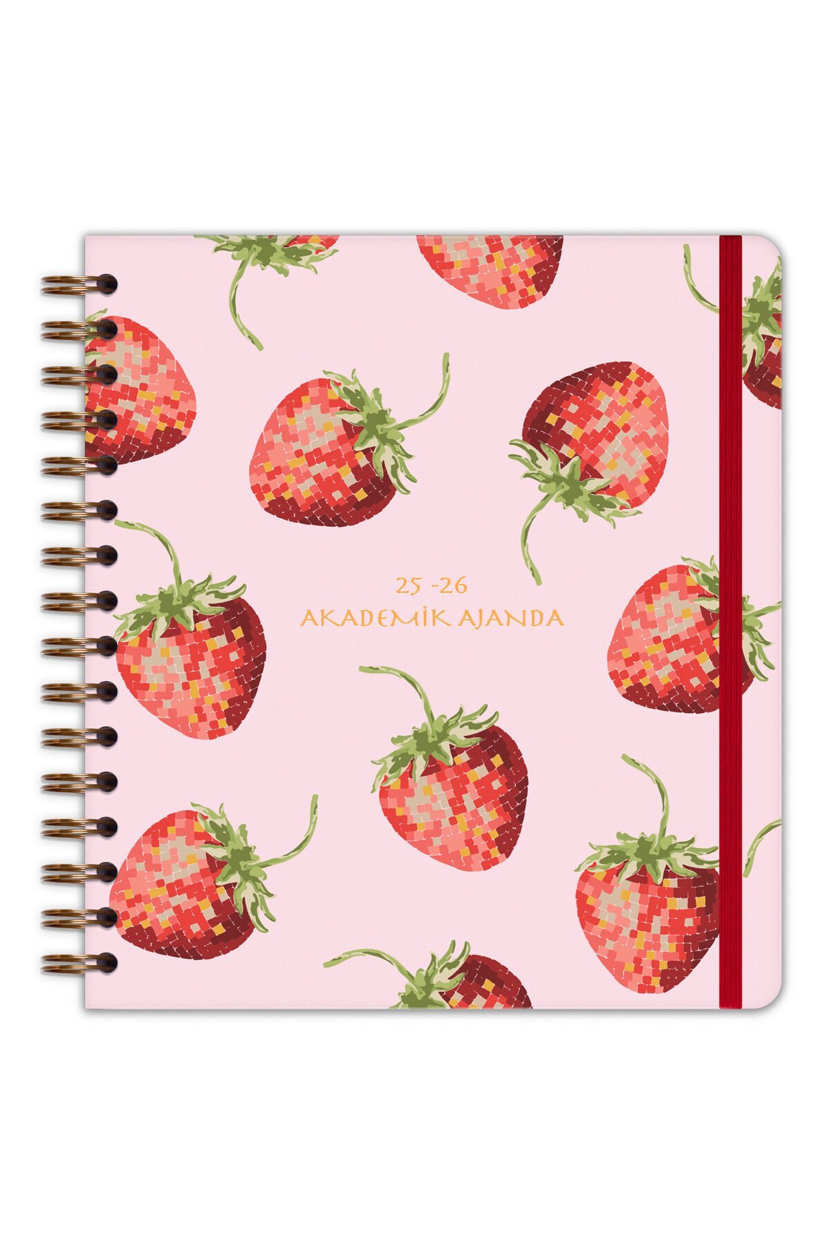 Matt Notebook 2025-2026 Akademik Kare Ajanda Spiralli - 17 Aylık Çilek