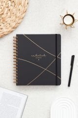 Matt Notebook Süresiz Planlayıcı Kare Ajanda Siyah