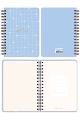 Matt Notebook A5 Spiralli Süresiz Planlayıcı Ajanda Motivasyon Sayfalı Mavi Papatya