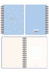Matt Notebook A5 Spiralli Süresiz Planlayıcı Ajanda Motivasyon Sayfalı Mavi Papatya