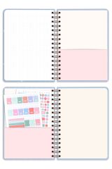 Matt Notebook A5 Spiralli Süresiz Planlayıcı Ajanda Motivasyon Sayfalı Mavi Papatya