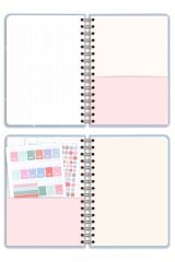 Matt Notebook A5 Spiralli Süresiz Planlayıcı Ajanda Motivasyon Sayfalı Mavi Papatya