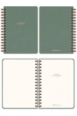 Matt Notebook A5 Spiralli Keten Süresiz Planlayıcı Ajanda Yeşil