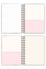 Matt Notebook A5 15x21 cm Spiralli Lastikli Kareli Tarihsiz Not Defteri Pembe