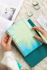 Matt Notebook A5 15x21 cm Spiralli Lastikli Kareli Tarihsiz Not Defteri