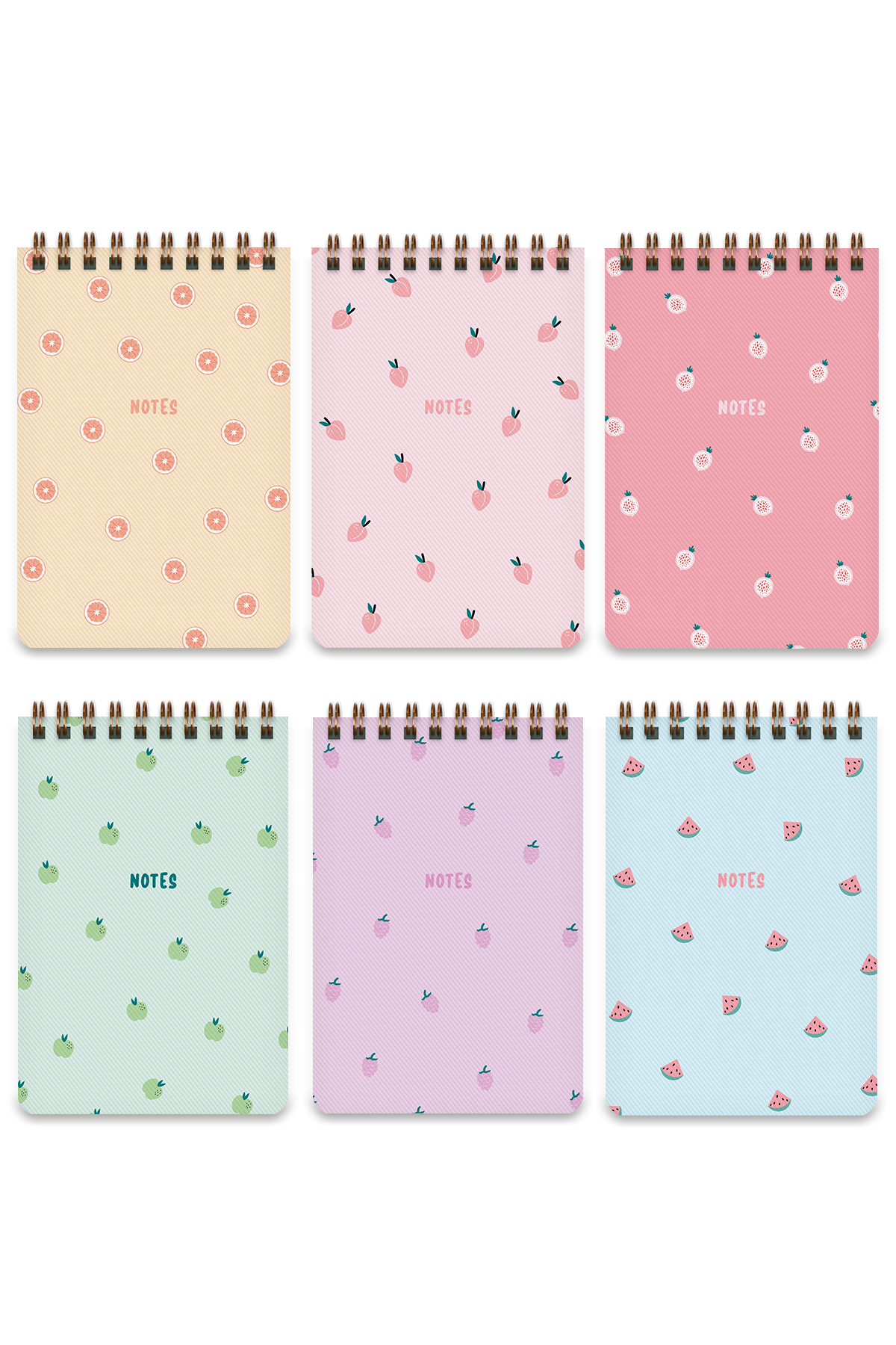 Matt Notebook 6'lı Cep Defteri Bloknot Seti Meyveler