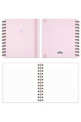 Matt Notebook 15x15 cm Kare 2'li Set Spiralli Kareli Tarihsiz Not Defteri Bubble Tea Çiçek