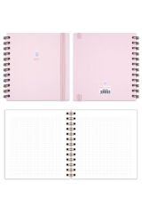 Matt Notebook 15x15 cm Kare 2'li Set Spiralli Kareli Tarihsiz Not Defteri Bubble Tea Çiçek