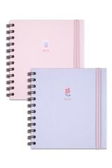 Matt Notebook 15x15 cm Kare 2'li Set Spiralli Kareli Tarihsiz Not Defteri Bubble Tea Çiçek
