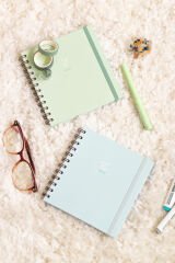 Matt Notebook 15x15 cm Kare 2'li Set Spiralli Çizgili Tarihsiz Not Defteri Bulut Yıldız