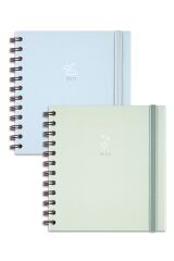 Matt Notebook 15x15 cm Kare 2'li Set Spiralli Çizgili Tarihsiz Not Defteri Bulut Yıldız