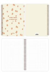 A5 Spiralli Okul Defteri 80 yaprak 4'lü Set - Kareli Meyveler