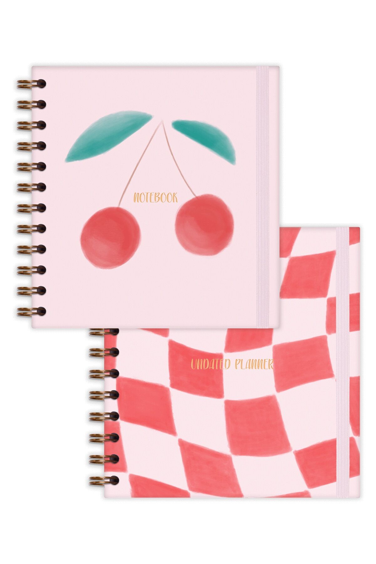 Matt Notebook 15x15 cm Kare 2'li Set Spiralli Süresiz Planlayıcı Ajanda ve Defter Kiraz