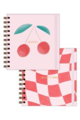 Matt Notebook 15x15 cm Kare 2'li Set Spiralli Süresiz Planlayıcı Ajanda ve Defter Kiraz