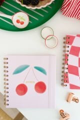 Matt Notebook 15x15 cm Kare 2'li Set Spiralli Süresiz Planlayıcı Ajanda ve Defter Kiraz