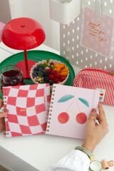 Matt Notebook 15x15 cm Kare 2'li Set Spiralli Süresiz Planlayıcı Ajanda ve Defter Kiraz