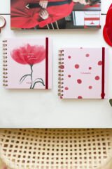 Matt Notebook 15x15 cm Kare 2'li Set Spiralli Çizgili Tarihsiz Not Defteri Çiçek Puantiye