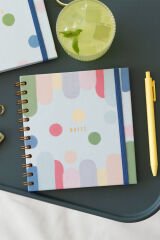 Matt Notebook 15x15 cm Kare 2'li Set Spiralli Çizgili Tarihsiz Not Defteri Renkli Puantiye