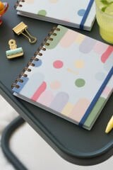Matt Notebook 15x15 cm Kare 2'li Set Spiralli Çizgili Tarihsiz Not Defteri Renkli Puantiye
