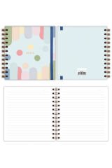 Matt Notebook 15x15 cm Kare 2'li Set Spiralli Çizgili Tarihsiz Not Defteri Renkli Puantiye