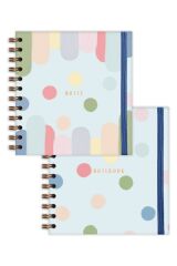 Matt Notebook 15x15 cm Kare 2'li Set Spiralli Çizgili Tarihsiz Not Defteri Renkli Puantiye