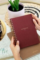 Matt Notebook A5 15x21 cm Spiralli Keten Not Defteri Bordo