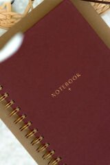 Matt Notebook A5 15x21 cm Spiralli Keten Not Defteri Bordo