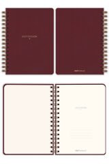 Matt Notebook A5 15x21 cm Spiralli Keten Not Defteri Bordo
