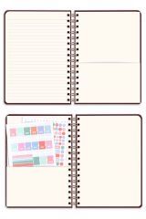 Matt Notebook A5 15x21 cm Spiralli Keten Not Defteri Bordo