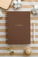 Matt Notebook A5 15x21 cm Spiralli Keten Not Defteri Kahverengi