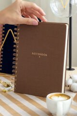 Matt Notebook A5 15x21 cm Spiralli Keten Not Defteri Kahverengi