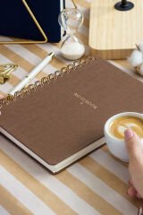 Matt Notebook A5 15x21 cm Spiralli Keten Not Defteri Kahverengi
