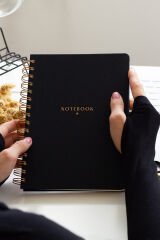Matt Notebook A5 15x21 cm Spiralli Keten Not Defteri Siyah