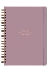 Matt Notebook 20x28 cm A4 Lastikli Spiralli Sert Kapak Not Defteri Kareli Gül Kurusu