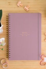 Matt Notebook 20x28 cm A4 Lastikli Spiralli Sert Kapak Not Defteri Kareli Gül Kurusu