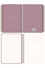 Matt Notebook 20x28 cm A4 Lastikli Spiralli Sert Kapak Not Defteri Kareli Gül Kurusu