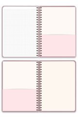 Matt Notebook 20x28 cm A4 Lastikli Spiralli Sert Kapak Not Defteri Kareli Gül Kurusu