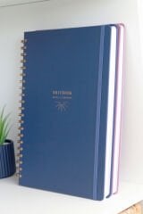Matt Notebook 20x28 cm A4 Lastikli Spiralli Sert Kapak Not Defteri Çizgili Lacivert