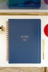 Matt Notebook 20x28 cm A4 Lastikli Spiralli Sert Kapak Not Defteri Çizgili Lacivert