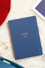 Matt Notebook 20x28 cm A4 Lastikli Spiralli Sert Kapak Not Defteri Çizgili Lacivert