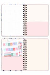 Matt Notebook 2025 Yılı A5 Haftalık Ajanda Spiralli 15x21 cm - 12 Aylık - Motivasyon Sayfalı Pembe Leopar