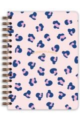 Matt Notebook 2025 Yılı A5 Haftalık Ajanda Spiralli 15x21 cm - 12 Aylık - Motivasyon Sayfalı Pembe Leopar