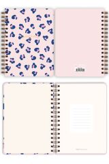 Matt Notebook 2025 Yılı A5 Haftalık Ajanda Spiralli 15x21 cm - 12 Aylık - Motivasyon Sayfalı Pembe Leopar