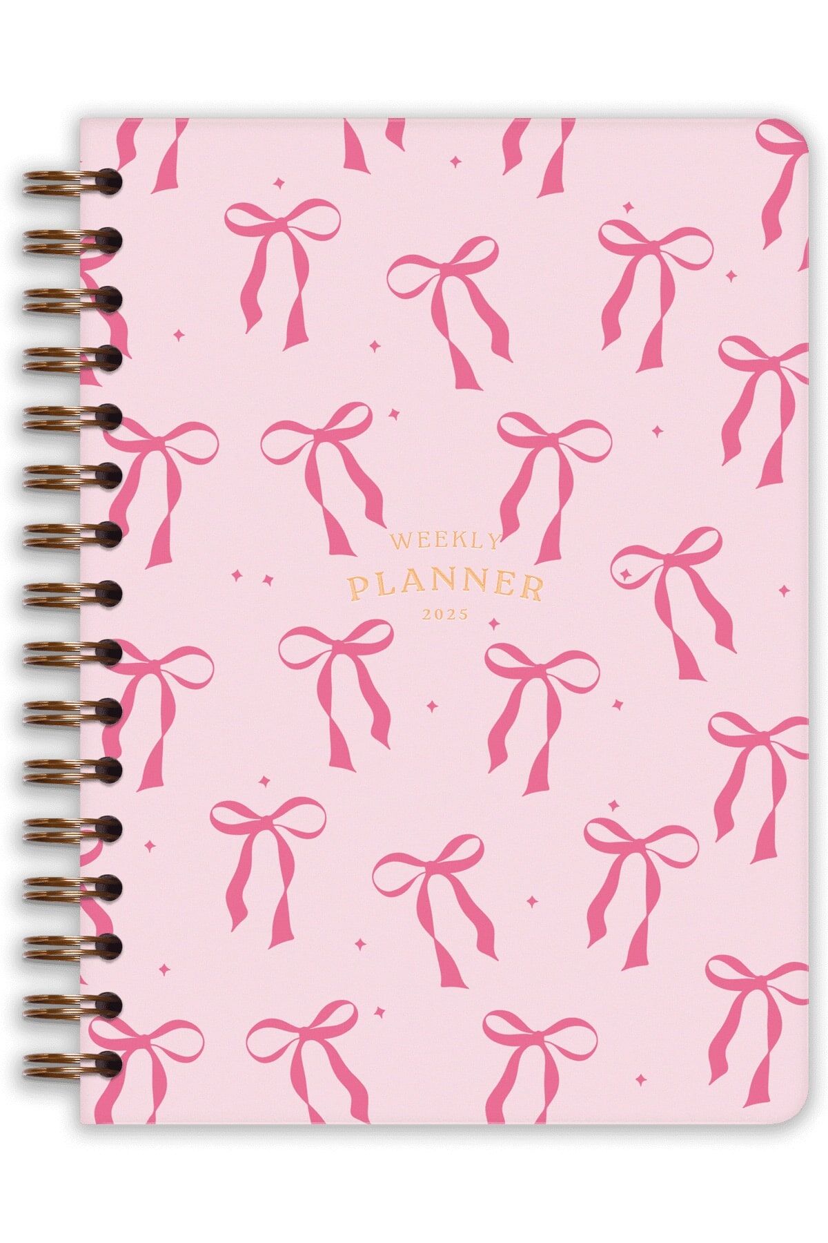 Matt Notebook 2025 Yılı A5 Haftalık Ajanda Spiralli 15x21 cm - 12 Aylık - Motivasyon Sayfalı Pembe Fiyonk