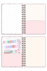 Matt Notebook 2025 Yılı A5 Haftalık Ajanda Spiralli 15x21 cm - 12 Aylık - Motivasyon Sayfalı Pembe Fiyonk