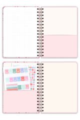 Matt Notebook 2025 Yılı A5 Haftalık Ajanda Spiralli 15x21 cm - 12 Aylık - Motivasyon Sayfalı Pembe Fiyonk