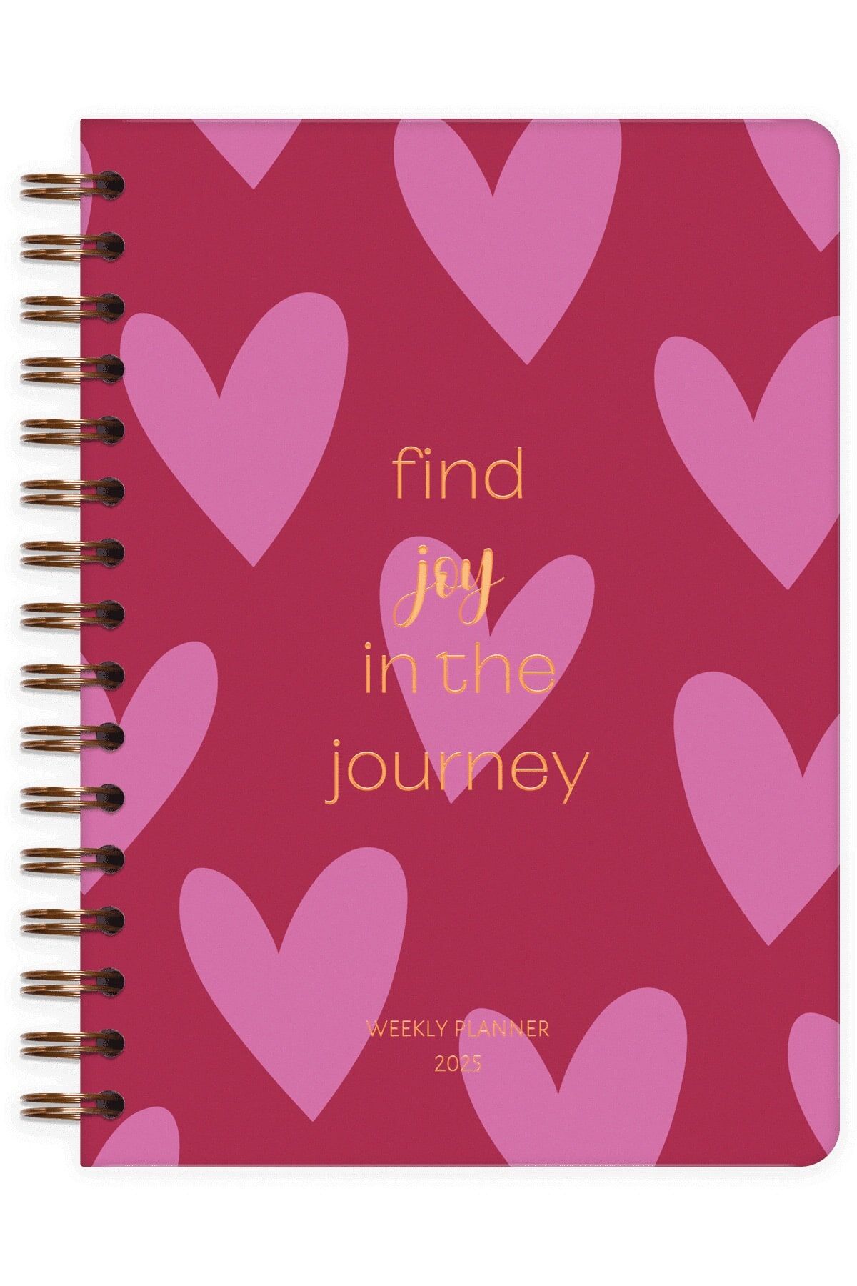 Matt Notebook 2025 Yılı A5 Haftalık Ajanda Spiralli 15x21 cm - 12 Aylık - Motivasyon Sayfalı Kalpler