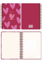 Matt Notebook 2025 Yılı A5 Haftalık Ajanda Spiralli 15x21 cm - 12 Aylık - Motivasyon Sayfalı Kalpler