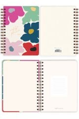 Matt Notebook 2025 Yılı A5 Haftalık Ajanda Spiralli 15x21 cm - 12 Aylık - Motivasyon Sayfalı Papatyalar